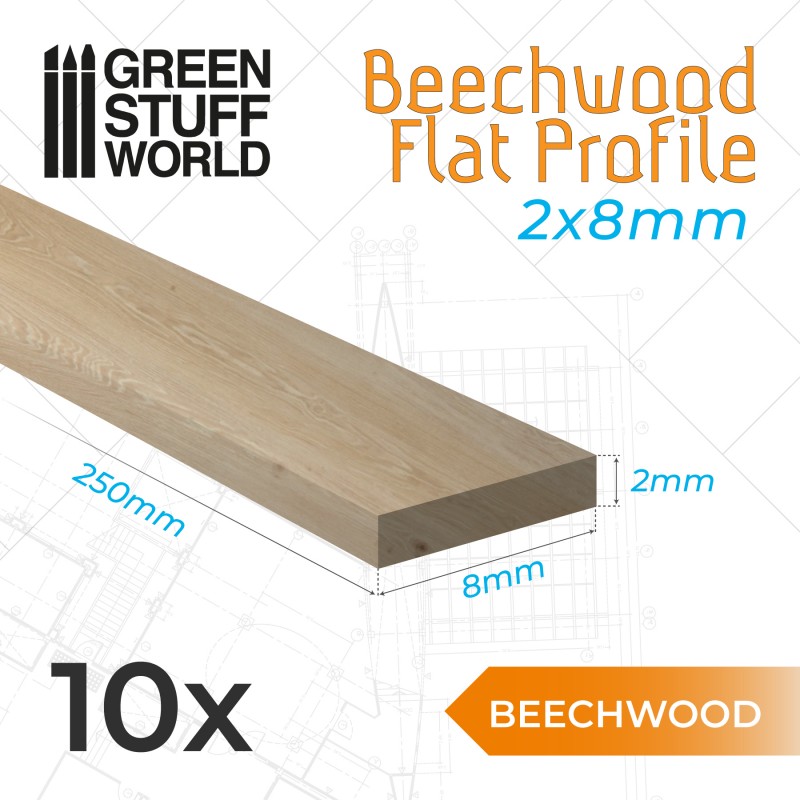 Beechwood flat profile - 8x250mm 1