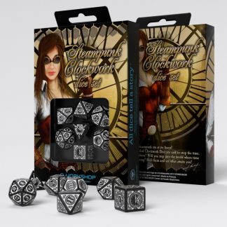 Steampunk Clockwork Black & white Dice Set (7) 1