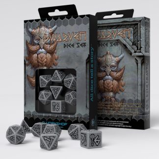 Dwarven Gray & black Dice Set (7) 1