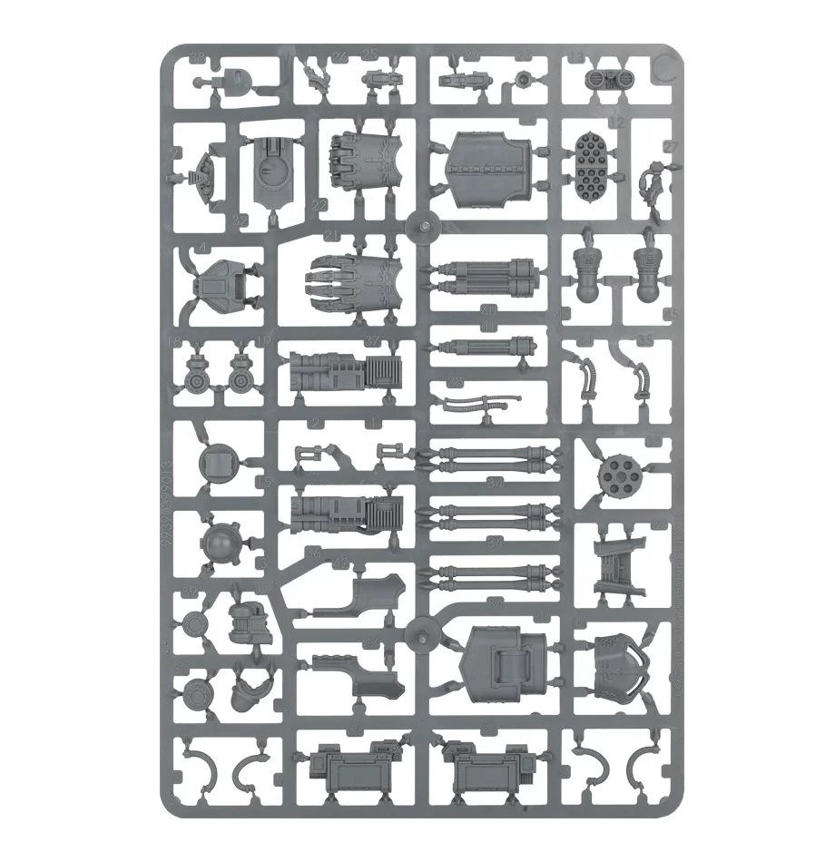 Legions Imperialis: Reaver Gatling Blaster, Power Fist, Laser Blaster and Apocalypse Missile Launcher Weapons Sprue 1